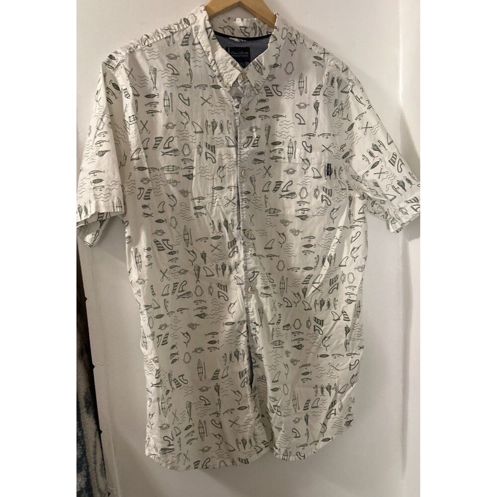 Jack O'Neill Collection White & Green MaritimePrint Men's Button-Up Shirt SZ 2XL